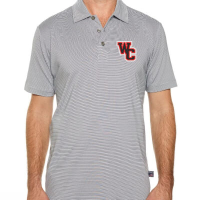 Men's Grey and White Micro Stripe Polo Thumbnail